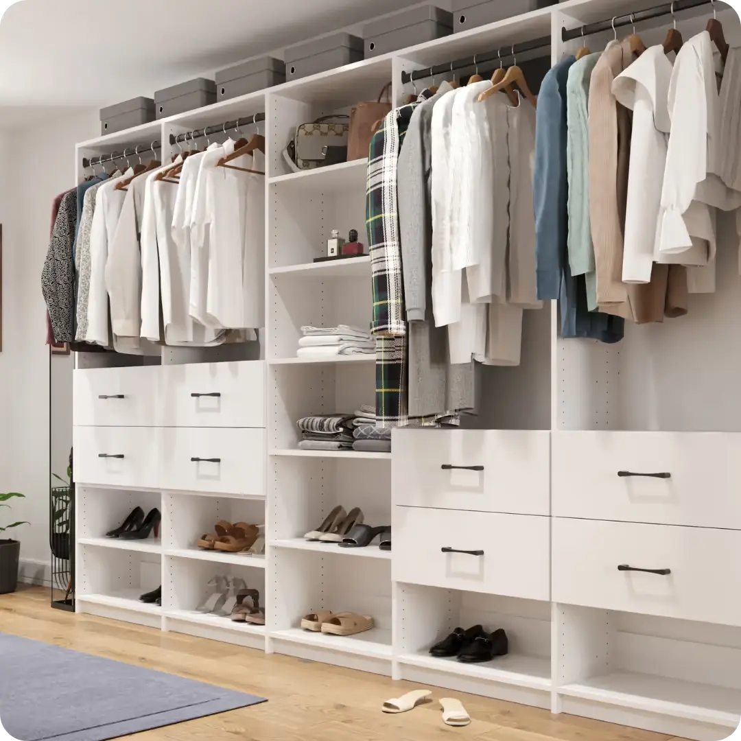 Vista reach-in closet in dark finish