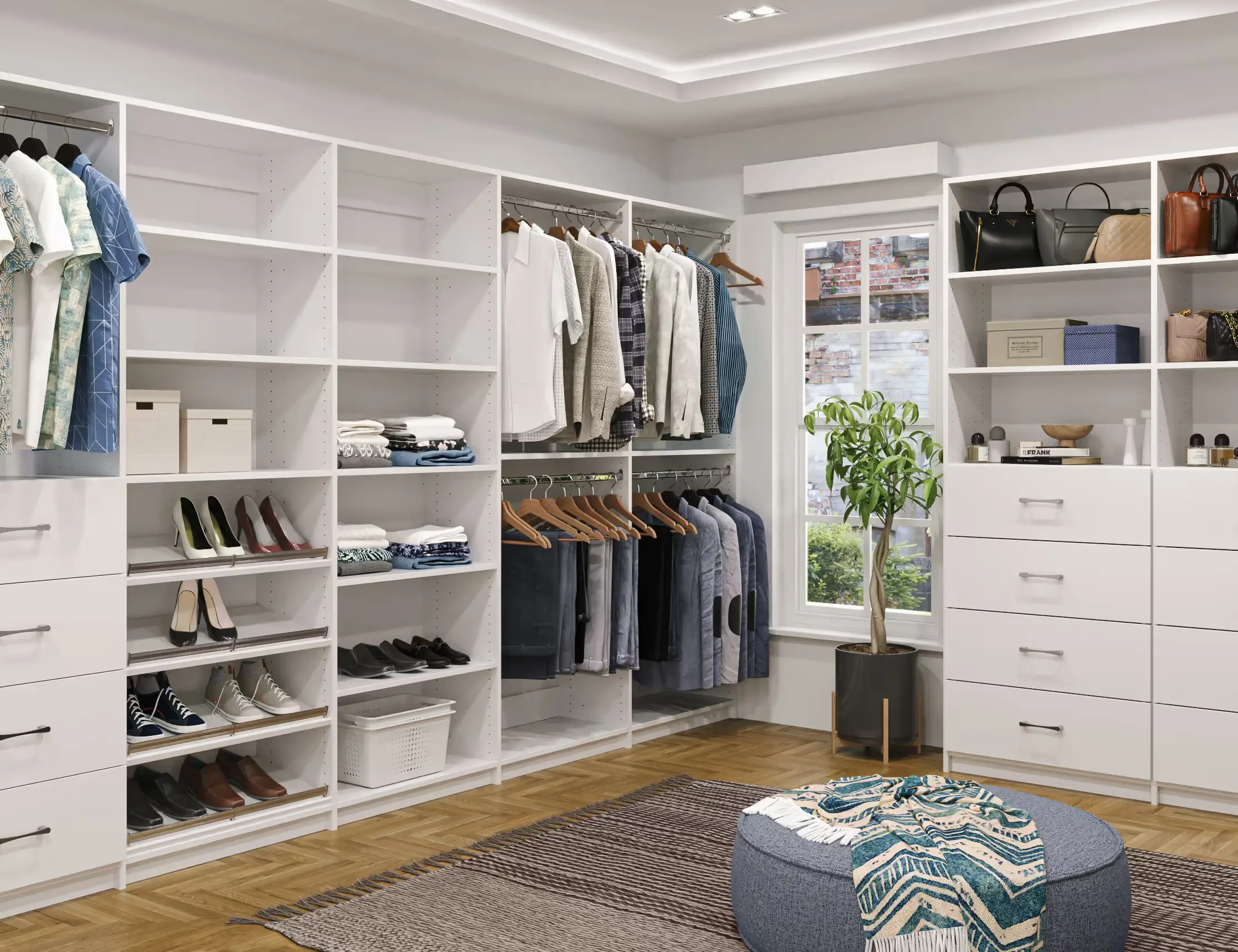 Vista reach-in closet in natural oak